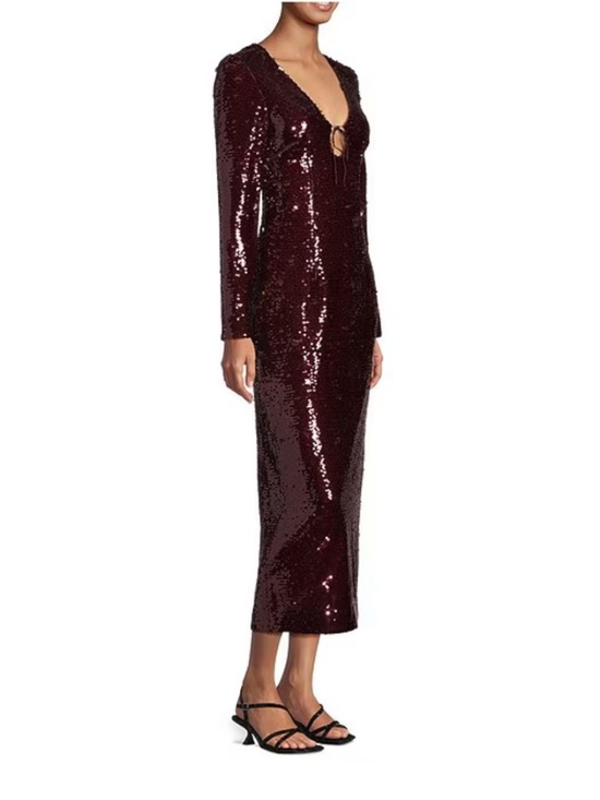 Gianni Bini Dresses & Skirts - NEW Gianni Bini Ella Midi Dress Sequin Long Sleeve Party Dress Size 4 Maroon Red